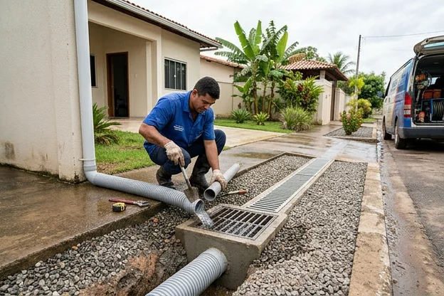Residência com soluções de escoamento de água.